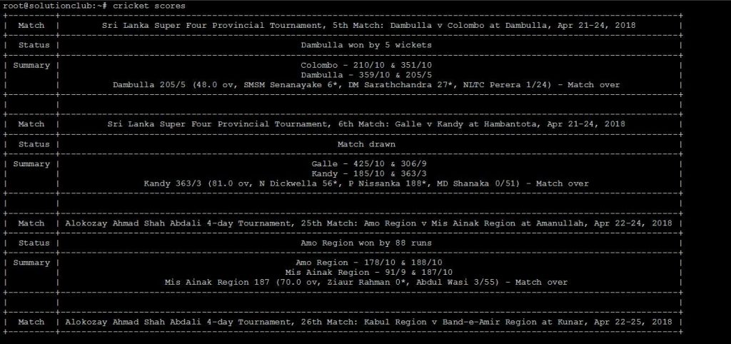 Watch Live Cricket Scores in Linux Terminal – Cricket-CLI